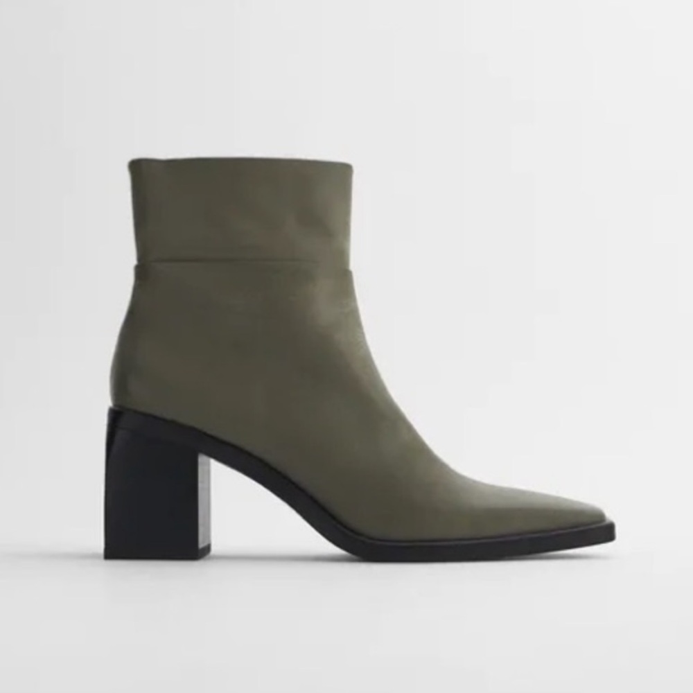 ZARA Green Block Heel Boots